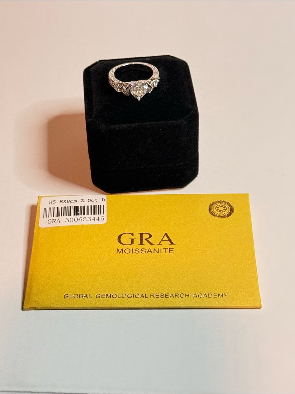 2ct Heart Cut Moissanite Ring 925 Sterling Silver - GRA Certified - Picture 7 of 9